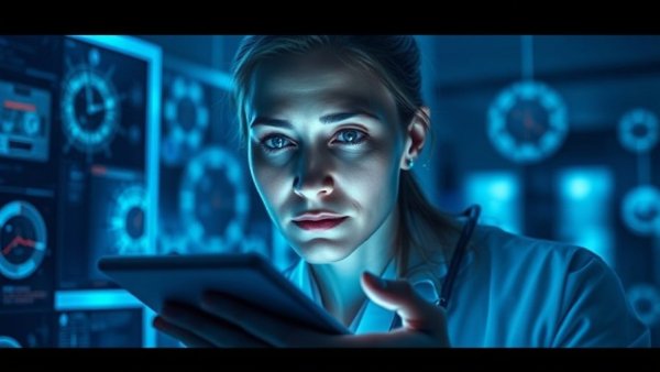 AI races to defeat aging with split face and DNA, doctor with tablet.