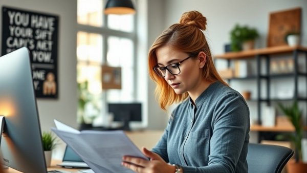 Focused professional using AI productivity system in office.