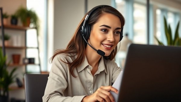 Young professional in video call discussing Five9 alternatives.