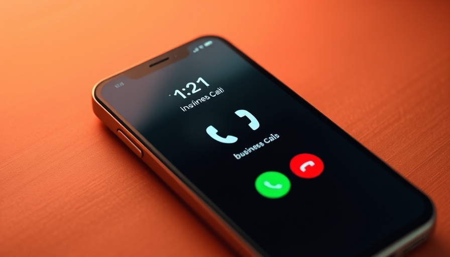 Branded caller ID for business on sleek phone screen with gradient.