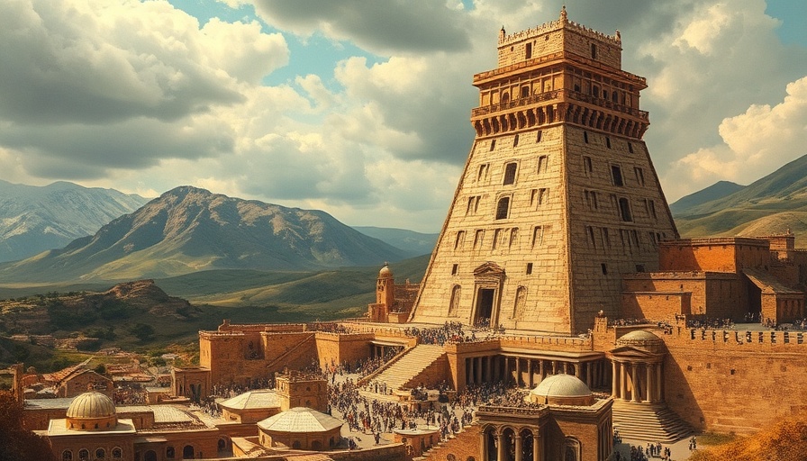 Historic painting of the Tower of Babel representing communication in systems.