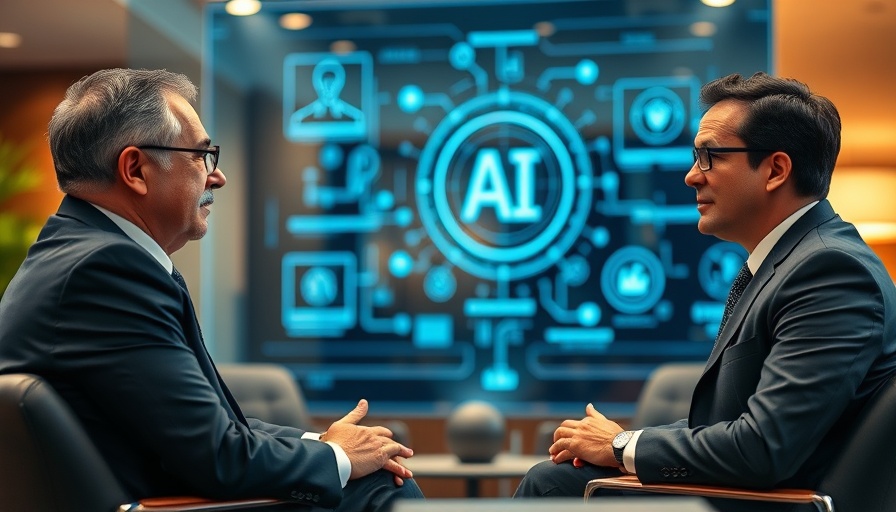 AI for Business Owners: Professionals discussing AI impact at conference with digital display.