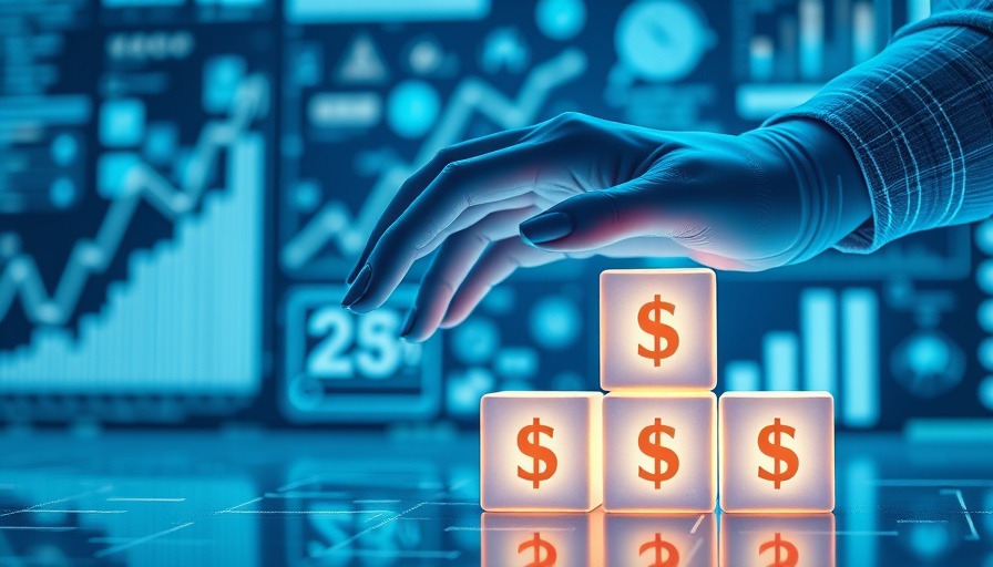 High-tech AI strategy visualization with digital dollar cubes for business owners