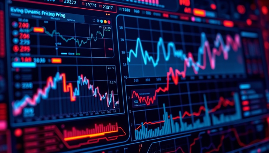 Futuristic interface showing AI-powered dynamic pricing with graphs.