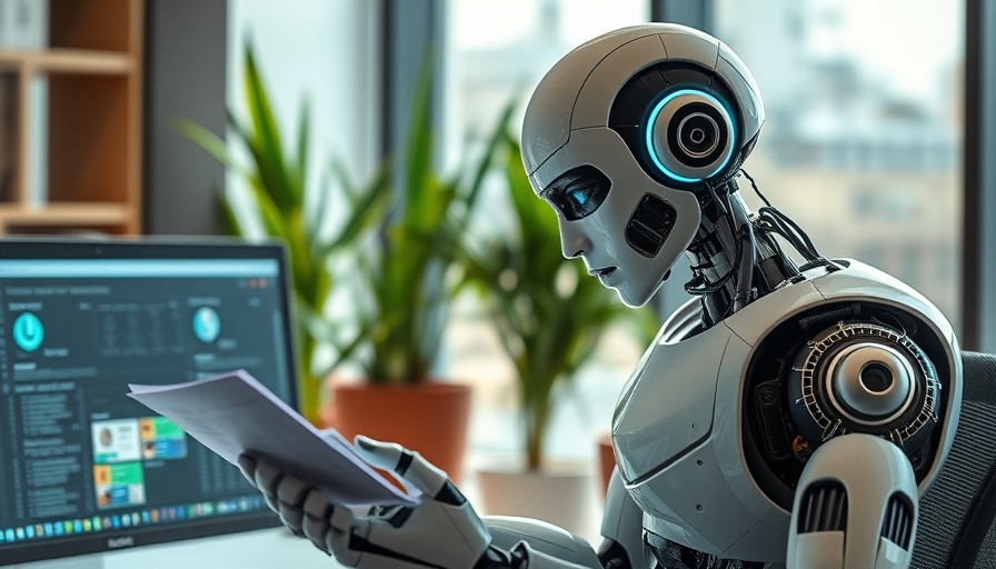 AI-Driven Client Apps Understand Your API: robot analyzing document in modern office