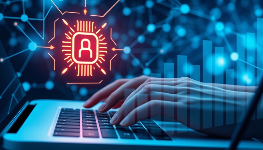 AI voice agents for business: hands typing with digital graph overlay