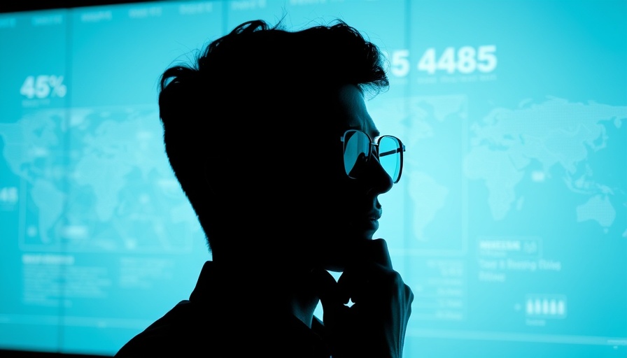 Futuristic tech concept of AI clone tools with thoughtful silhouette.