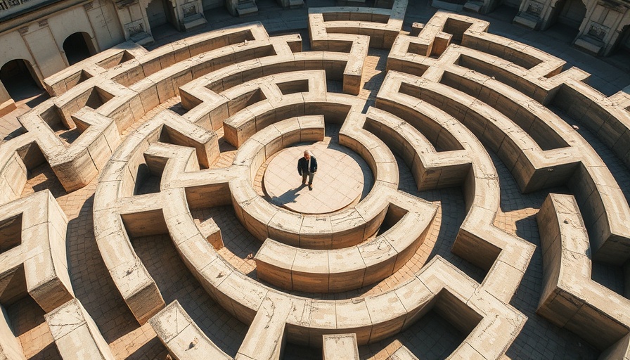 Agentic AI in legal technology concept with a figure in a maze