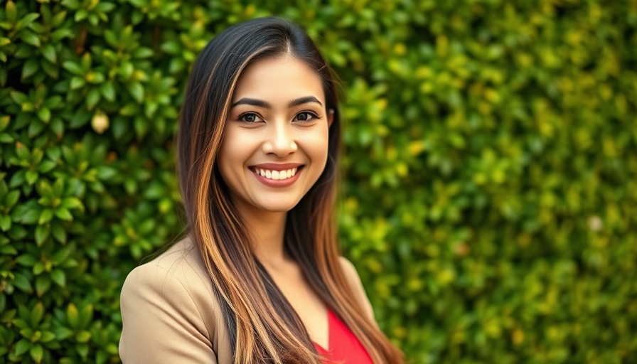 Corporate portrait of a woman on an orange background, AI Voice Agents for Business context.