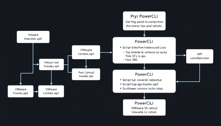 PowerCLI and Python workflow for business automation diagram.