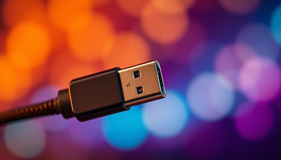 Vivid close-up of a USB-C cable, highlighting connectivity.