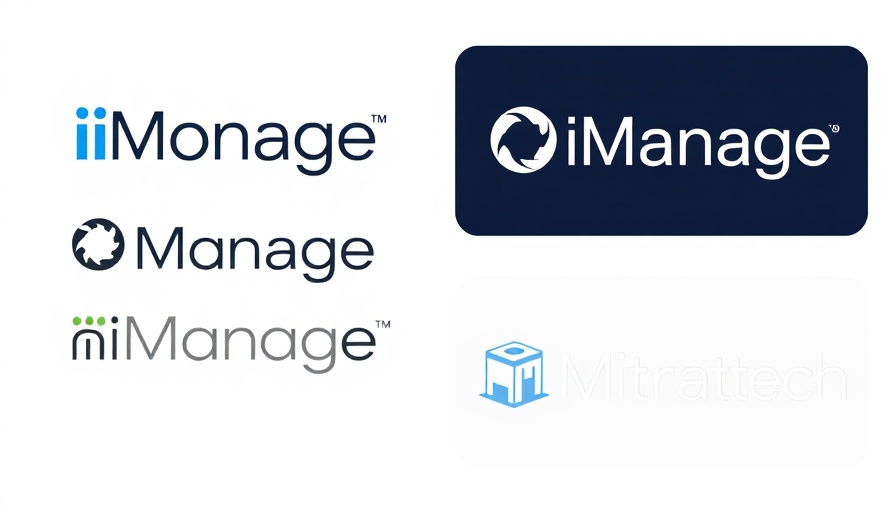 iManage Mitratech Partnership logo design in blue and gray.