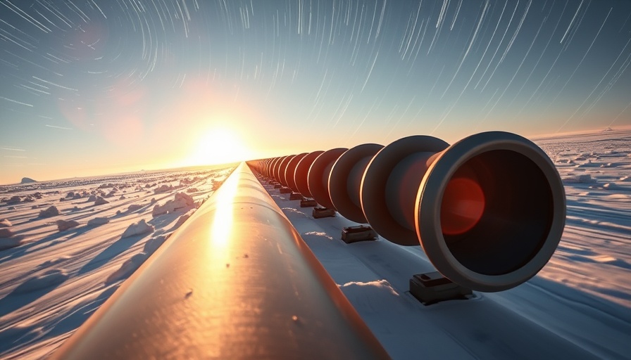Long pipeline under starry sky, representing data flow.