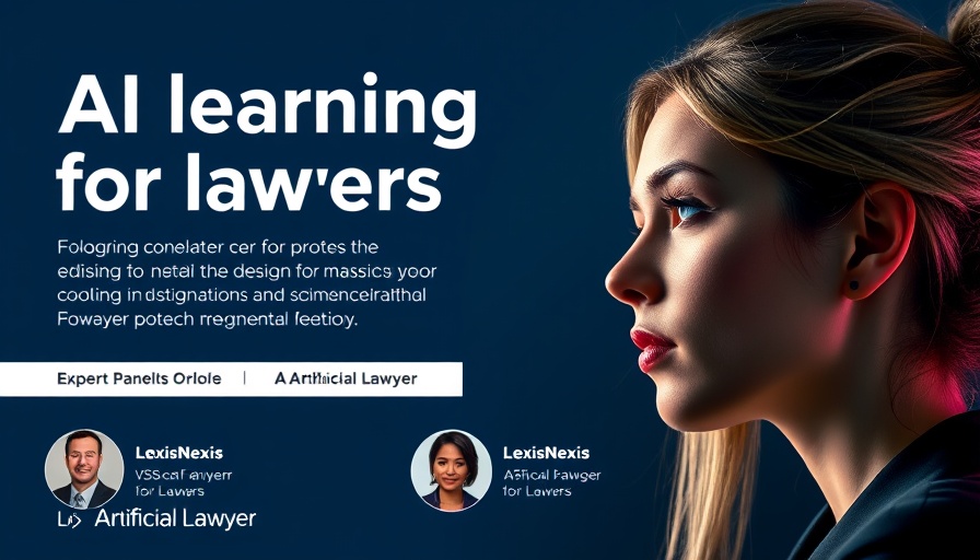 Webinar banner on lawyers learning AI fast enough, featuring professional woman.