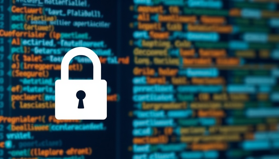 AI in Code Security concept with lock symbol on digital code background.